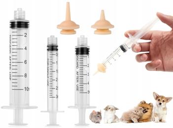 Zestaw Strzykawek Do Karmienia Kociąt Zwierząt Strzykawki Ze Smoczkami