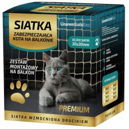 Zestaw Siatka Na Balkon 6x2 Dla Kota Z Drucikiem Premium 110g Bez Wiercenia