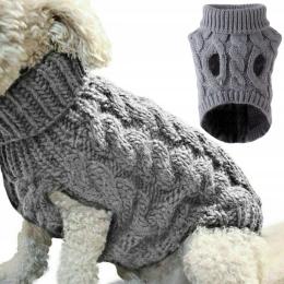 Sweter Sweterek Bluza Ubranko Dla Psa kota ciepły Golf na zimę szary XL
