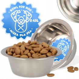 Miska Psa Kota 0,45 Miseczka Metalowa Wodę Karmę Stali Nierdzewnej Srebrna