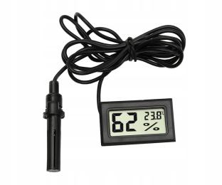 Termometr higrometr LCD z sondą 2w1 do terrarium baterie