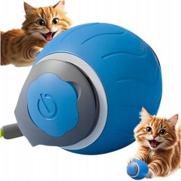 Interaktywna Elektryczna Piłka Zabawka Dla Kota Ruchoma Ładowana Niebieska