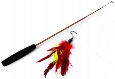 Zabawka dla kota wędka dla kota teleskopowa z piórami
