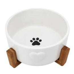 Miska Dla Psa Kota Ceramiczna Biała Miska Na Stojaku Drewnianym
