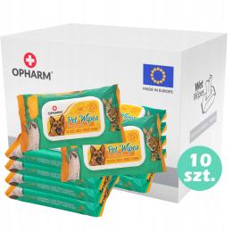 Papierowe chusteczki do pielęgnacji zwierząt oczy, uszy, ogon 10x48 szt.