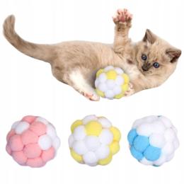 Piłka pluszowa dla kota Miękka zabawka Piłeczka Kulka z dzwoneczkiem 3szt