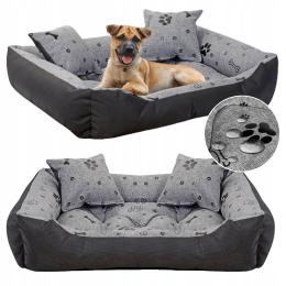 Legowisko dla Psa Posłanie Kanapa Kojec Wodoodporne Kości Czarne 65x55 cm