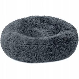 Legowisko Dla Psa Kota Pluszowe Okrągłe Szare Poduszka Materac 60x60cm L