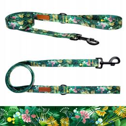 Smycz treningowa dla małego psa szczeniaka do 6 kg 180 cm Ukory Liście wzór