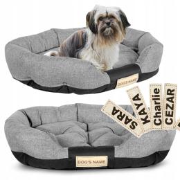 Legowisko dla Psa Kota Posłanie Koszyk Wodoodporne Szare Imię 75x50 cm