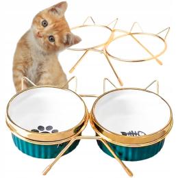 Miska Dla Kota Psa Podwójna Ceramiczna Na Stojaku Na Pokarm 2 x 300ml