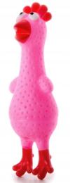 Piszcząca różowa Kura winylowa zabawka 18 cm