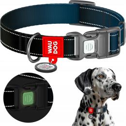 Obroża dla psa Waudog z paszportem Qr, odblaskowa, czarna, rozmiar S