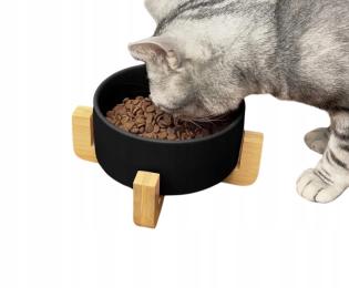 Miska ceramiczna dla psa kota M z podkładką Miseczka nowoczesna 51 czarna