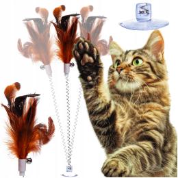 Wędka dla kota Interaktywna zabawka piórko dzwoneczek przyssawka