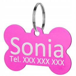 Identyfikator kość dla psa mały adresówka zawieszka do obrozy kosc różowa