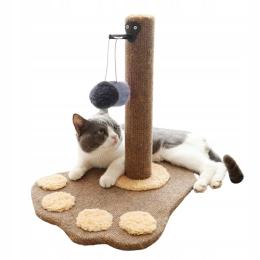 Drapak dla kota słupek w kształcie łapy ciemny brąz