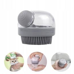 Szary Szczotka do mycia zwierząt zdozownikiem na szampon