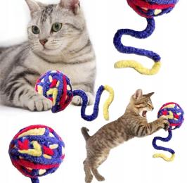 Zabawka Dla Kota Piłka Z Ogonkiem I Grzechotką Kłębek Włóczki Do Turlania