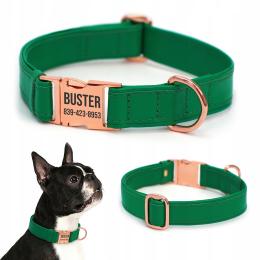 Skórzana Obroża dla Psa Z Grawerem Imieniem 7 Kolorów, r. M 33-43cm