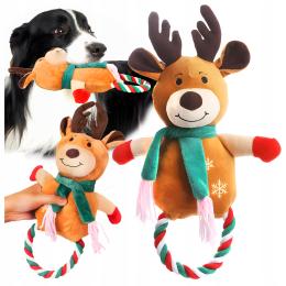 Gryzak dla psa Maltip Pluszowy gryzak dla psa renifer szarpak świąteczny