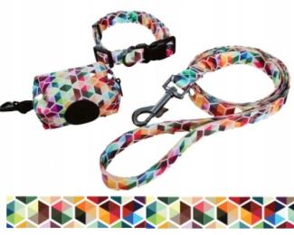 Zestaw smycz 150cm obroża roz. S 23-40cm Etui