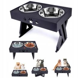 Miska Dla Psa Kota Stojak Regulowana Wysokość Podwójna 1.8L