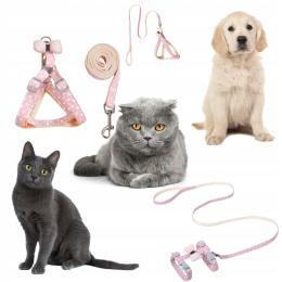 Smycz szelki komplet dla psa kota z kokardką 120cm M 135R