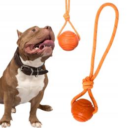 Wytrzymała piłka Dla Psa ze sznurkiem mocna Psiapiłka do aportowania 8/34cm