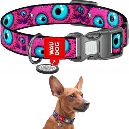 Obroża dla psa nylonowa, wzór Oko potwora, rozmiar S, 25-35 cm, 15 mm