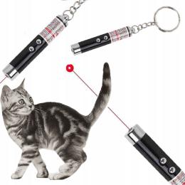 Laser Wskaźnik Brelok Latarka Zabawka Kota 2W1