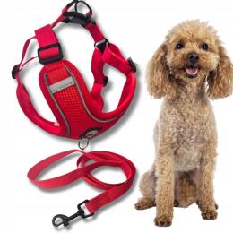 Szelki step in dla psa Bezuciskowe oddychające Hub+ Smycz czerwony S