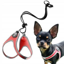 Szelki dla psa 38-48cm Pinczer York Tre Ponti czerwone Z Odblaskami