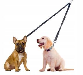Rozdzielacz Dwójnik Amortyzator do Smyczy Na 2 Psy Dł. 100 cm. Szer. 25 mm.