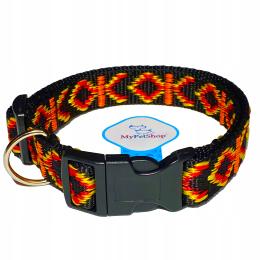 Obroża dla Psa Gruba Tkana Indiańska mocna 25mm Regulowana Płynnie