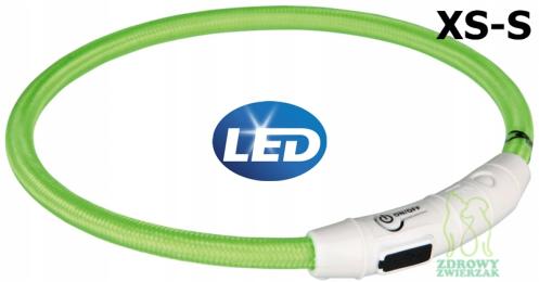 Trixie Obroża psa Led świecąca migająca do przycięcia Usb zielona 35cm Xs-s