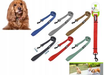 Smycz materiałowa parciana dla Psa zwierząt mocna długa karabińczyk 1,2 m