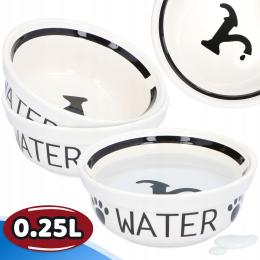Miska Psa Kota Wodę 0,25 l Ceramiczna Miseczka Szczeniaka Porcelanowa Biała