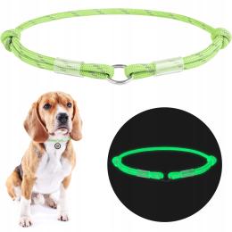 Sznurek dla adresówki z paracordu świecący odblaskowy zielony rozmiar S