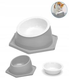 Podwyższona pochylona miska dla kota szara 22x19x 9.4 cm