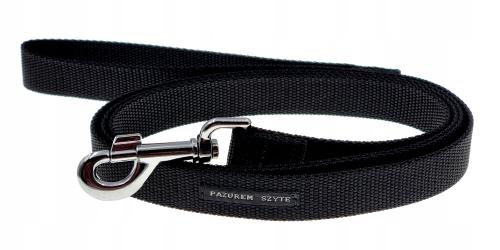 Pazurem Szyte smycz tradycyjna miejska 25mm 2,5cm 2,5m czarna mocna pp