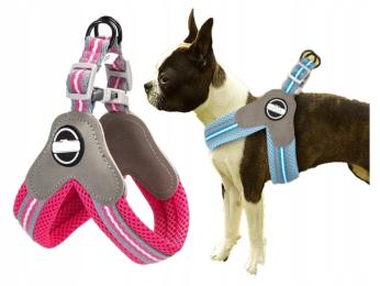 Szelki spacerowe dla Psa M 44-60 cm Bezuciskowe Typ Y miękkie różowe