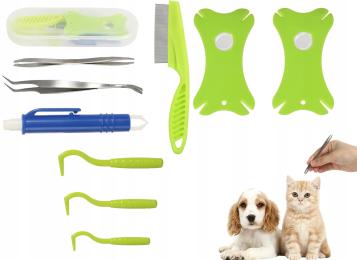 Szczypce Narzędzie Do Usuwania Kleszczy Dla Zwierząt Zestaw Pęset 9W1