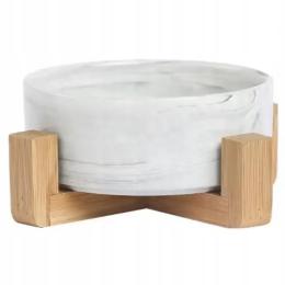 Marmurowa Miska Ceramiczna ze Stojakiem Dla Psa i Kota 400 ml Szara