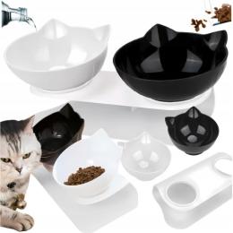 Miska Dla Psa Kota Podwójna Z Uszami Na Stojaku Z Podstawką Zestaw Misek