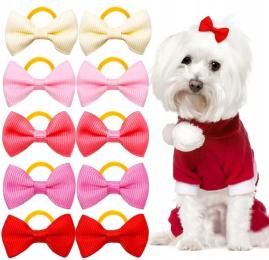 Kokardka dla psa yorka shih tzu maltańczyk jednokolorowe różowe mix 10 x
