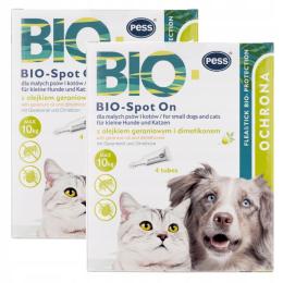 2x Krople na Pchły Kleszcze dla małego Psa Kota do 10kg Bio Spot On