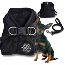 Szelki Step In Bezuciskowe dla Małego psa Benxi Smycz czarny S