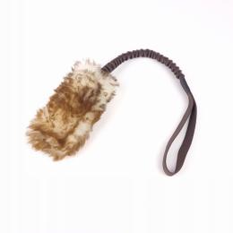 Gryzak szarpak dla psa z owczej skóry z amortyzatorem 17 cm x 8 cm