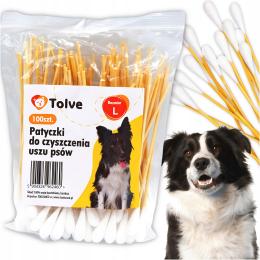 Patyczki Do Uszu Dla Psa Sterylne Bawełniane Dokładne Tolve L15cm/100 sztuk